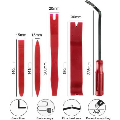 Outil Démontage Garniture - Kit 5 Pièces en Plastique Résistant - Pour Voiture - 5 Unités (1/4)