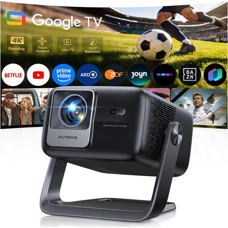 Projecteur intelligent TV et haut-parleur 30 W : vidéoprojecteur 4K home cinéma prend en charge la mise au point automatique/correction trapézoïdale 6D, HDR10, WiFi, Bluetooth, Full HD 1080p (1/5)