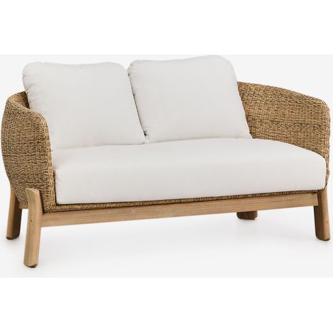 Divano 2 posti Leilan in legno di acacia e rattan sintetico SKLUM            