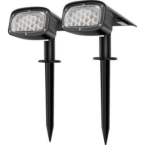 Projecteur Solaire - 34 LED - Étanche IP67 - Pour Jardin Terrasse Allée - Lot De 2 (1/5)