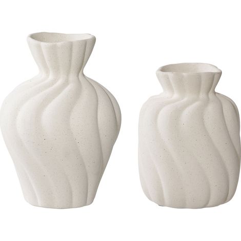 Set 2 vasi in ceramica bianca con superficie a spirale (misure S/L) (1/5)