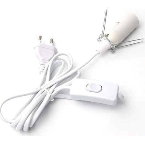 Salt lamp cable with switch, E14, 1.8 meters, salt lamp socket, white (1 pack) (1/4)