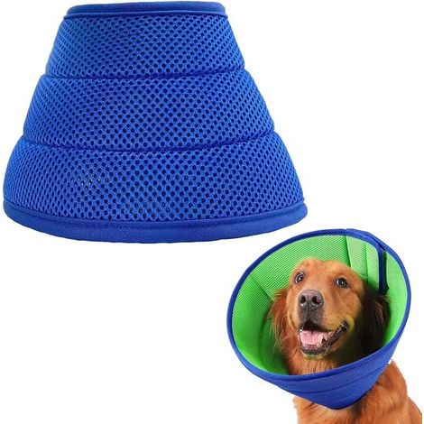 Collare blu per cani, collare anti-morso, collare comodo, collare regolabile, collare per prevenire il leccamento della lingua durante la convalescenza post-operatoria. (1/5)