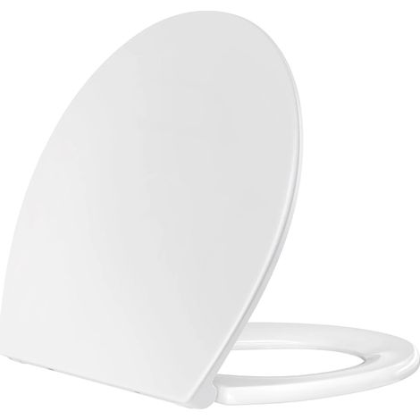Abattant de toilette rond blanc avec frein de recul, en forme de O, en matériau UF. (1/5)