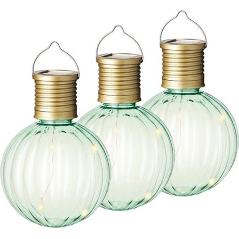 Lot de 3 lanternes solaires LED vertes d'extérieur/jardin (11 cm) - Éclairage de jardin - Lampes de jardin - Lampes solaires (1/2)