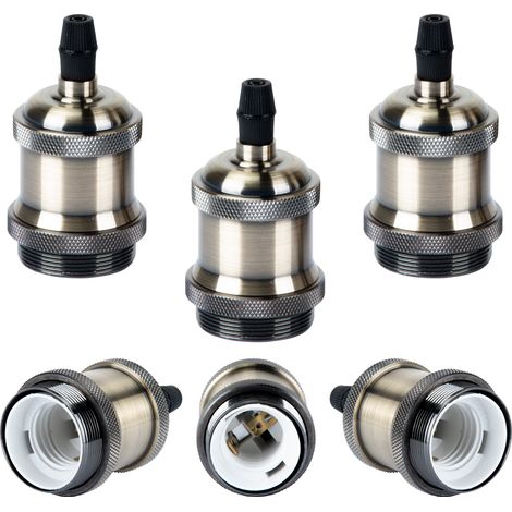 6pcs Rétro Douille d'ampoule E27 Edison LED, Vintage Industrial Adaptateur de Lampe Spiral Support 110-220V pour Plafonnier Lustre Applique - Bronze Vert