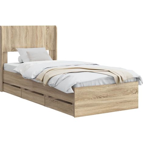 Estructura de cama con almacenamiento y cabecero Roble Sonoma vidaXL (1/5)