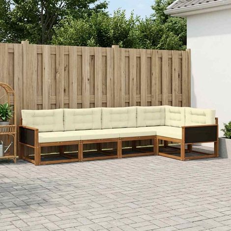 vidaXL Outdoor Sofa Set 5 pcs Natural and Cream