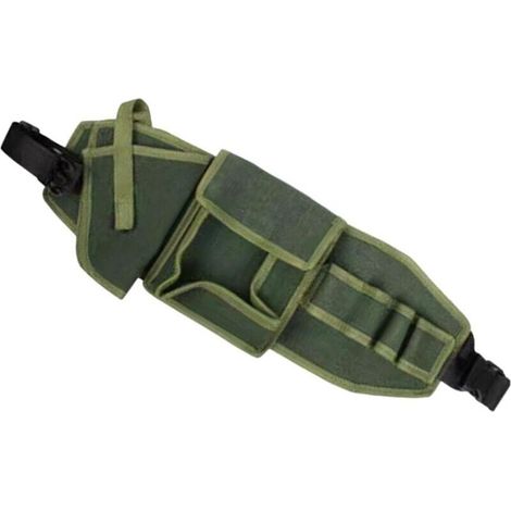 Ceinture porte-outils générique avec support pour perceuse électrique, organisateur d'outils, ceinture ajustable, portable, sacoche à outils pour la construction, toile verte (1/5)