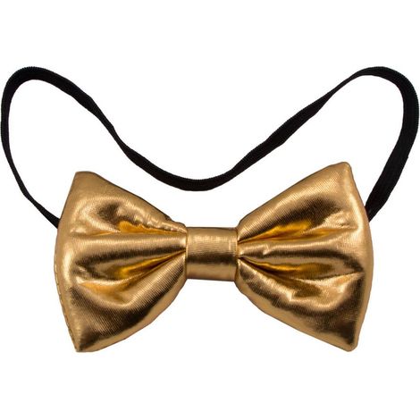 Nœud papillon doré métallisé, parfait pour soirées à thème, galas et carnavals, accessoire élégant pour toutes vos occasions spéciales