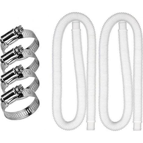 Tuyau de remplacement pour piscine, 32 mm, avec colliers de serrage métalliques, compatible avec les pompes, filtres et accessoires de 300, 330, 530 et 1000 gallons (242). (1/4)
