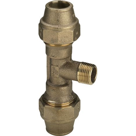 Viega Maxiplex pièce en T 274894 Ø 20 mm x R 2000 /2, bronze, avec raccord à vis, sortie centrale