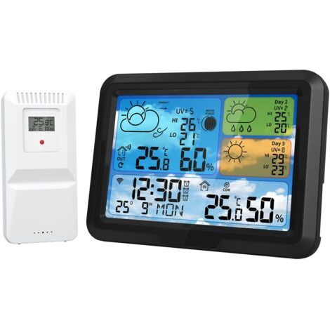 Station météo sans fil WiFi – Capteur extérieur – Température intérieure/extérieure – Humidité – Prévisions 3 jours – Écran couleur (1/5)