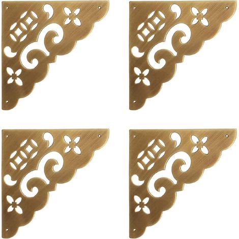 Protection d'angle de meuble en laiton antique gaufré (4 pièces) (1/3)