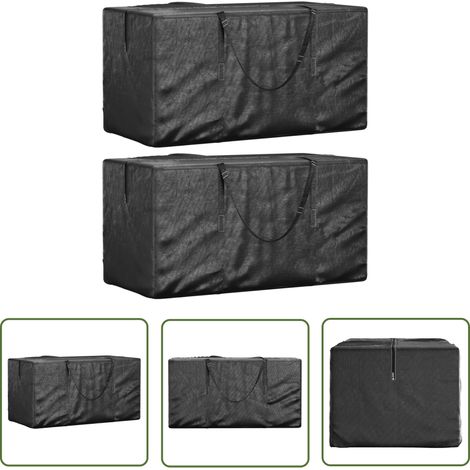 The Living Store Sacs de rangement pour coussins de jardin 2 pcs noir - Housse De Coussin Extérieur - Sac De Rangement Pour Coussins - Protection Contre La Pluie - Stockage De Mobilier De Jardin - Acc (1/5)