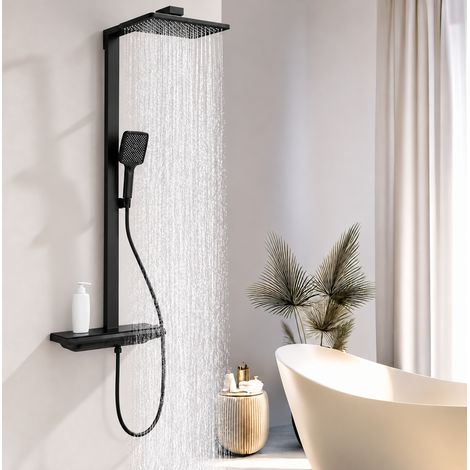 OHPA Colonne Douche Thermostatique Ensemble de colonne de douche avec plaque thermostatique de 39 cm,colonne douche reglable hauteur,Pas besoin de percer une deuxime fois,Douchette,Douche de tte Effet (1/5)