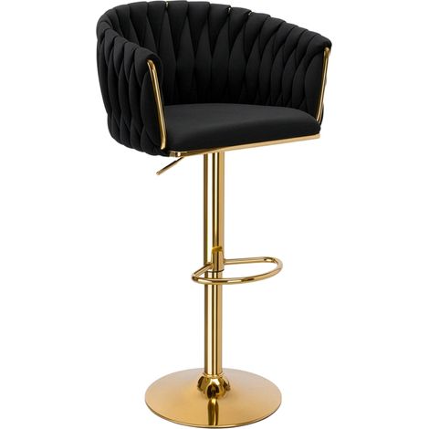 Tabouret de bar en velours noir et or Cofton (1/5)