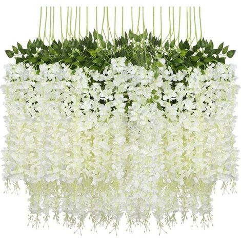 Artificial Flowers, Artificial Wisteria Vines, Faux Silk Flowers for Home Garden Wedding Party Decoration, 24pcs MUMU (1/4)