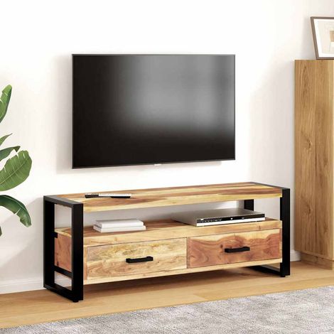 vidaXL Mueble de TV madera maciza con acabado miel 120x35x45 cm (1/5)