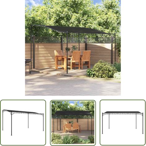 The Living Store Auvent anthracite 4x3 m 180 g/m² tissu et acier - Abri Jardin - Auvent Pliable - Parasol D'extérieur - Tente De Réception - Gazebo (1/5)