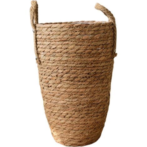 Panier à fleurs en fibres naturelles tressées, grand vase décoratif, jardinière moderne et minimaliste en rotin pour salon (1/5)
