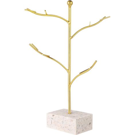 Soporte expositor de joyería con forma de árbol, fabricado en resina y aleación, para collares. (1/5)