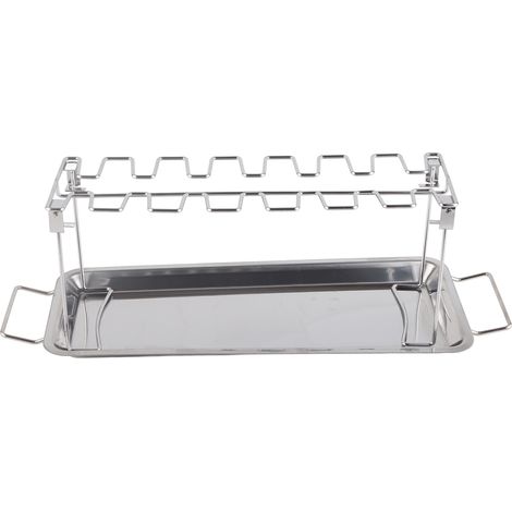 Grille pour Cuisses de Poulet en Acier Inoxydable avec Bac de Récupération - Accessoire de Barbecue (1/5)