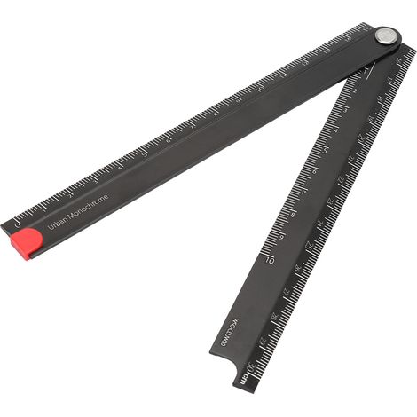 Klapplineal aus Aluminiumlegierung, 0–300 mm, einfach, 90° klappbar, Metall-Schreibwarenlineal (1/5)