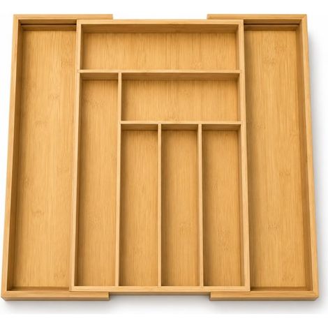 Séparateur de tiroir en bambou – Extensible – Organiseur de couverts (1/5)