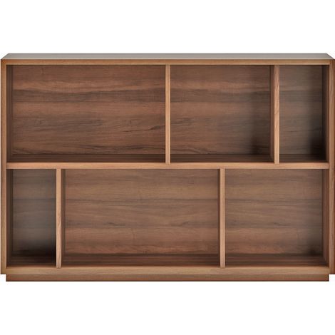 Meuble de rangement, collection NACK (547), bibliothèque étagère à 2 nivaux en mélamine.- noyer (1/4)