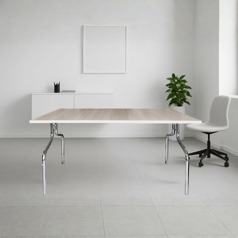 Tavolo pieghevole salvaspazio ESFB03 olmo con gambe in metallo cromo 120x80x76.5H (1/5)