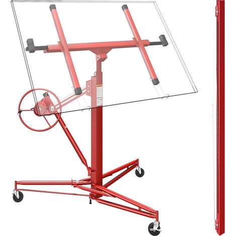 Wiltec Sollevatore pannelli cartongesso con prolunga, max 68kg, Carrello Alzapannelli Alzalastre (1/10)