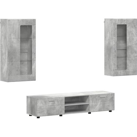 Maison Exclusive - Set mobile TV FLORIN 3 pcs Grigio cemento Legno multistrato