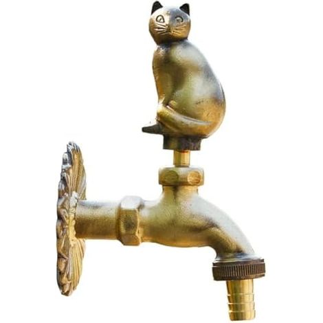 Robinet jardin extérieur design animal laiton vintage – Antique pour balcon, décoration originale-Cat