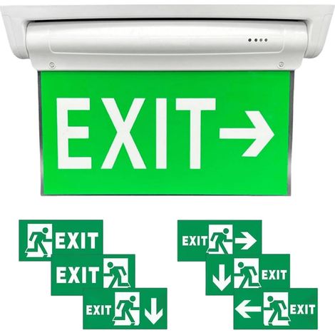 Éclairage de Secours LED, Lampe de Secours LED, Avec 6 Pictogramme, Lumière de Secours Avec Batterie 3h, Montage Mural Lumière de Sortie D'urgence (1/5)