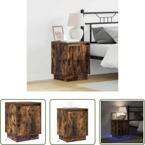 Nachttisch mit USB - Nachttisch Geräucherte Eiche 39 x 34,5 x 50 cm Holzwerkstoff (1/5)
