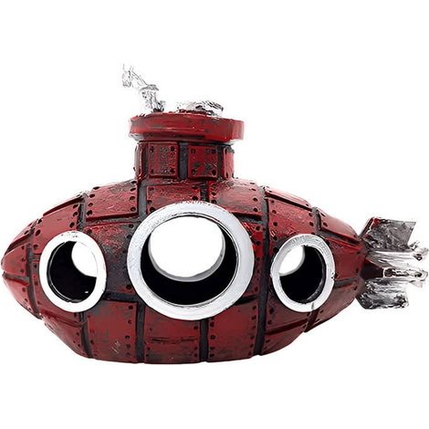 Submarine - Décor Aquarium en PVC - Pour Bassin à Poissons Tortues et Crustacés - 12,5 x 8 x 6 cm - 1 Pièce (1/3)