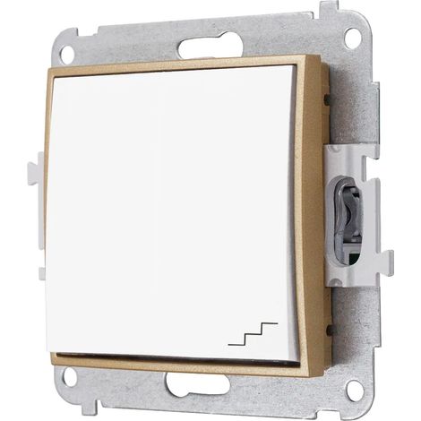 Interruptor de escalera sin marco Karlik Mini color blanco/dorado (1/4)