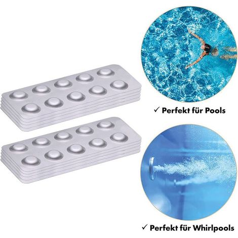 Kaelt - Pastilles de test de chlore pour piscine (100 pièces), analyse de l'eau, pastilles de test de chlore DPD1, pastilles effervescentes pour le nettoyage de la piscine (1/5)