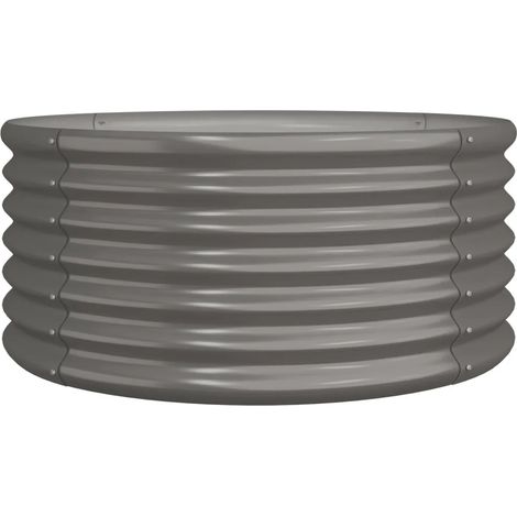 Jardinière ronde de jardin acier galvanisé extérieure 80 x 80 x 36 cm très robuste finition mate en acier gris (1/3)