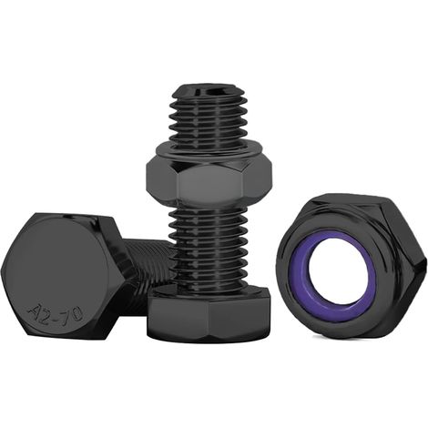 Boulons Et écrous Noir M10 Boulons à Six Pans Avec écrous Assortiment Acier Inoxydable A2 V2A Vis à Métaux M10 X 16mm 10Pcs Vis Inox Et écrous Pour Meubles, Voitures, Impression 3D (1/5)