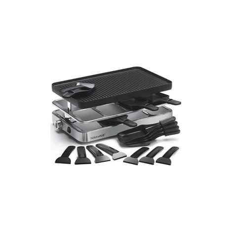 Appareil à raclette 8 personnes 1200W – Grill et crêpes – Plaque amovible en fonte d'aluminium – 8 poêlons antiadhésifs – Naturamix (1/5)