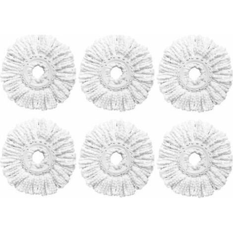 Lot de 6 têtes de rechange pour vadrouille rotative compatibles avec les vadrouilles rotatives de taille standard, recharges de vadrouilles rotatives en microfibre faciles à nettoyer et durables, tête