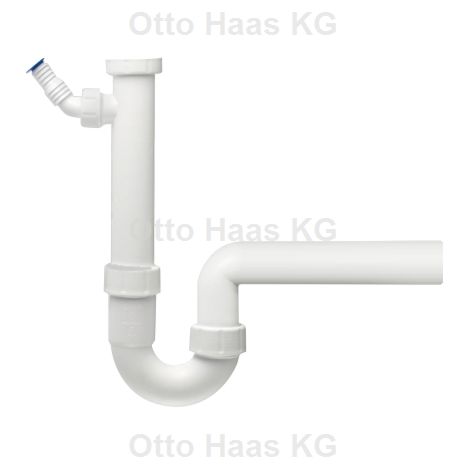 HAAS siphon d&39évier 2910 DN 40, 2000 2000 /2&quot, avec raccord d&39appareil, polypropylène, blanc