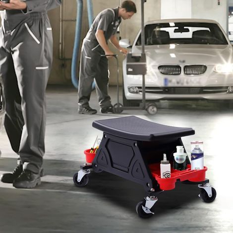 Werkzeugablagen Werkstatt Sitz Werkstatt-hocker Arbeitshocker Werkstattstuhl Rollhocker bis 150KG Mechanikerhocker für Heimwerkerarbeiten, mechanische Reparaturen