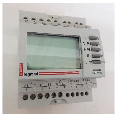 Legrand – Centrale de mesure d'énergie 63A modulaire avec écran LCD 4M – Sortie RS485 – Mesures 3P+N, 3P, 2P, 1P+N – 4676 - EMDX3