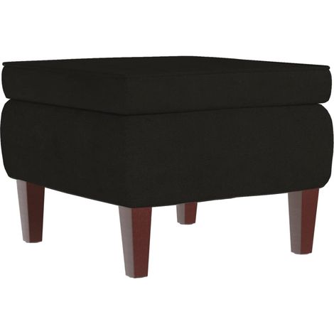 Taburete asiento reposapiés con patas de madera asiento cómodo en terciopelo negro DEC026314