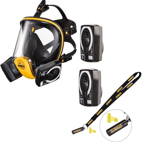 Dewalt P3 Full Face Dust Mask Respirator Large + Extra P3 Filters + Ear Plugs