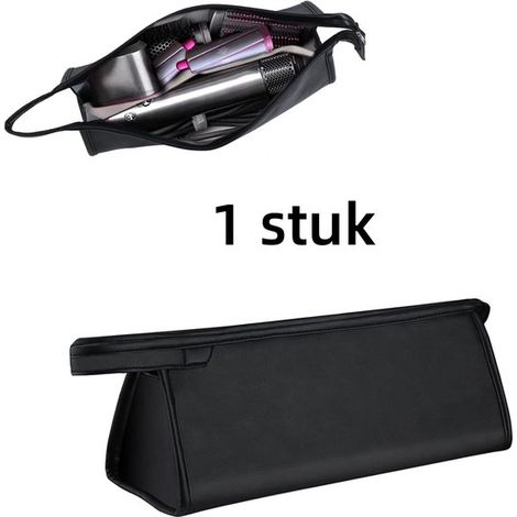 Sac de rangement - noir - avec fermeture éclair - trousse noire - Espace de rangement pratique pour fers à friser et tondeuses (1/5)