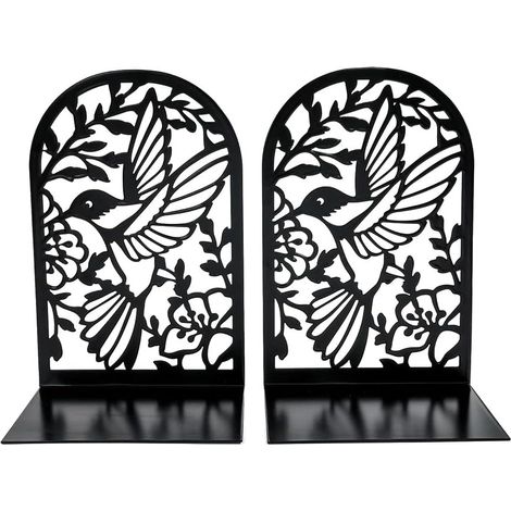 Fermalibri in metallo - Divisori per libri antigraffio neri per ufficio, casa, scuole, CD, librerie e biblioteche